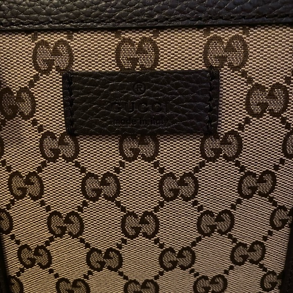 Gucci Large Handbag with strap Dark brown beige canvas tote New - Picture 2 of 11